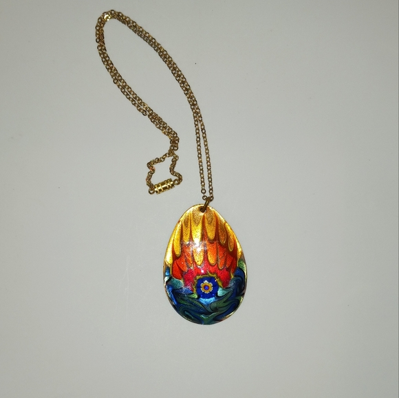 Fused Glass Art Glass Pendant Dichroic 16" Necklace - Picture 9 of 16